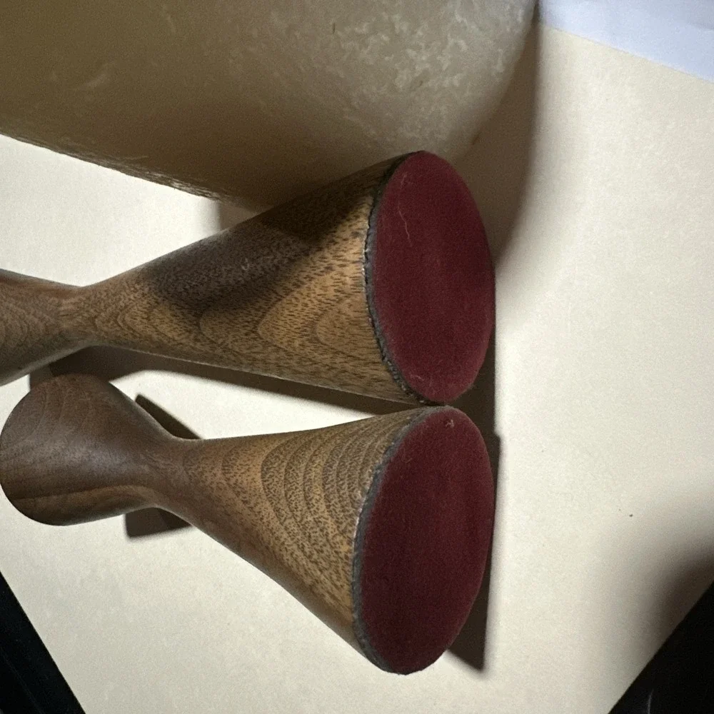 Set Of 2 Vintage Hand Turned Walnut Candlesticks one 7